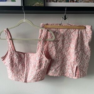 Wild Fable Pink Smocked Skirt & Corset Top Set